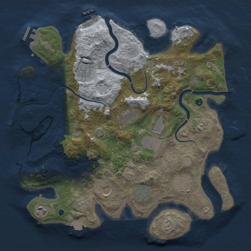 Rust Map: Procedural Map, Size: 3500, Seed: 1081505883, 15 Monuments