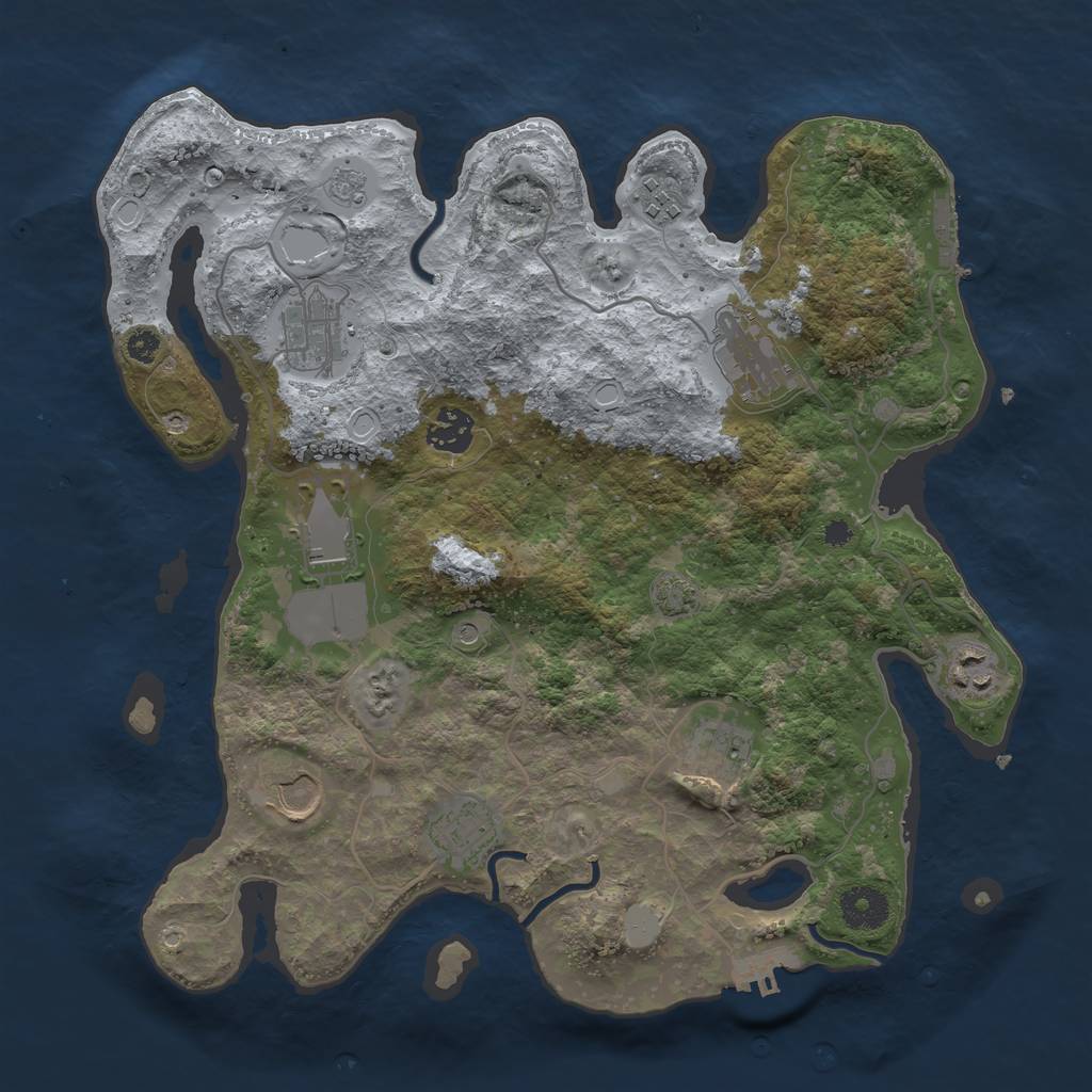 Rust Map: Procedural Map, Size: 3500, Seed: 15604531, 17 Monuments