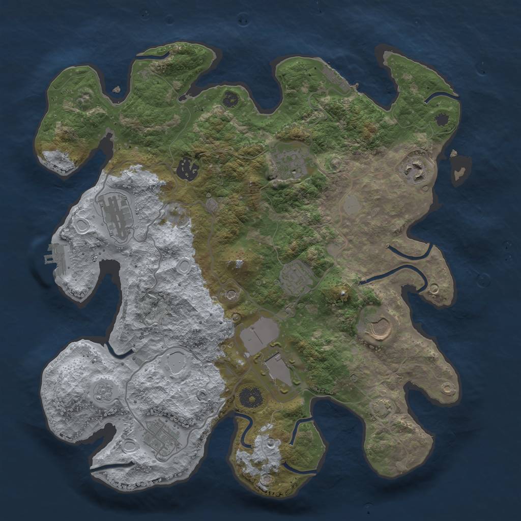 Rust Map: Procedural Map, Size: 3500, Seed: 65685910, 16 Monuments