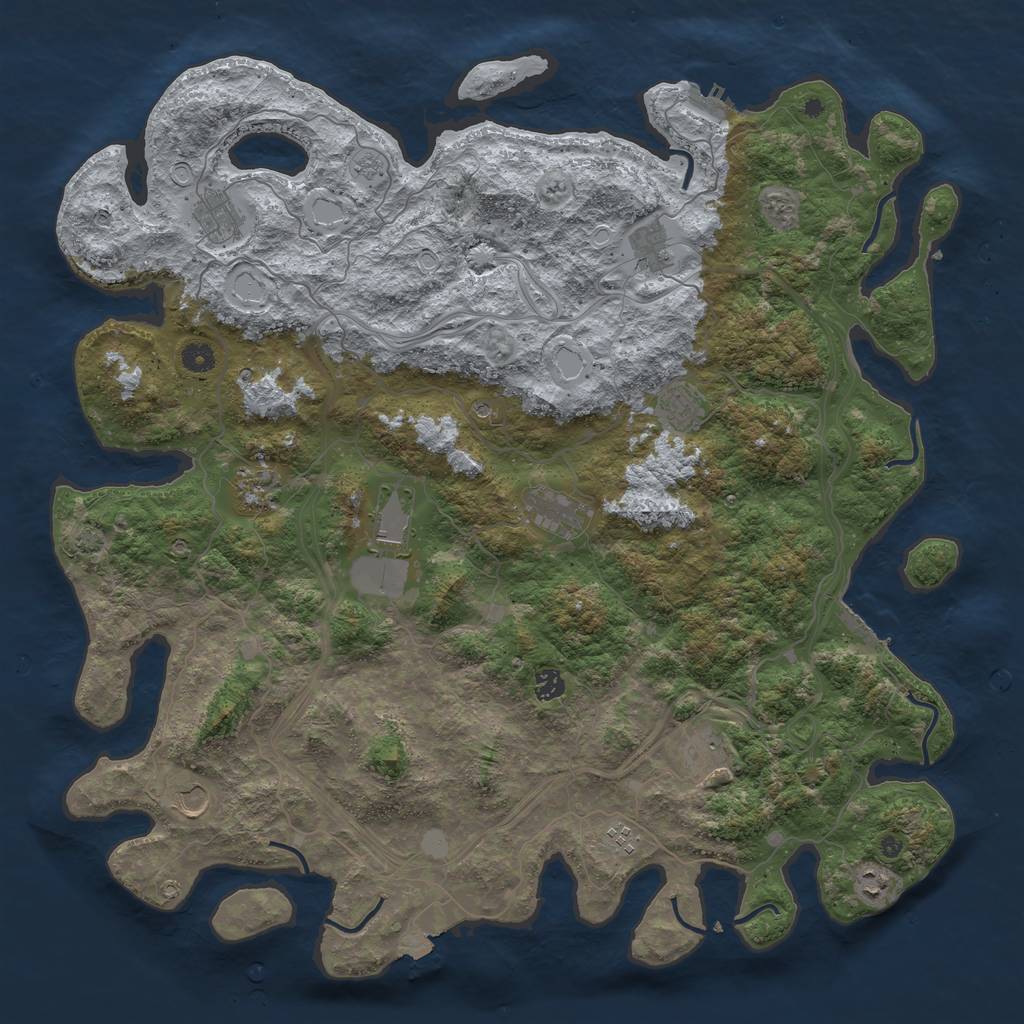 Rust Map: Procedural Map, Size: 4800, Seed: 901093886, 19 Monuments