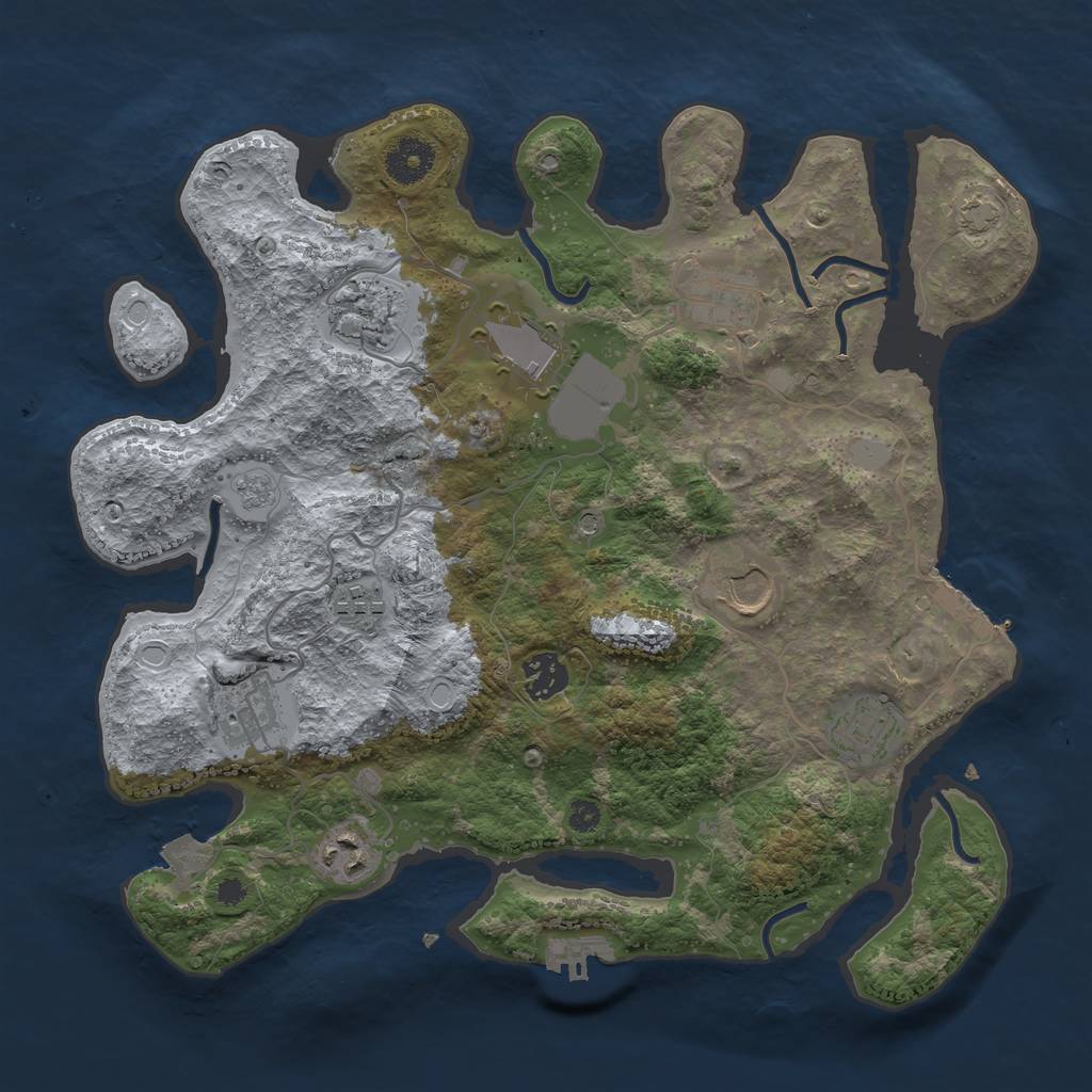 Rust Map: Procedural Map, Size: 3500, Seed: 697627513, 17 Monuments