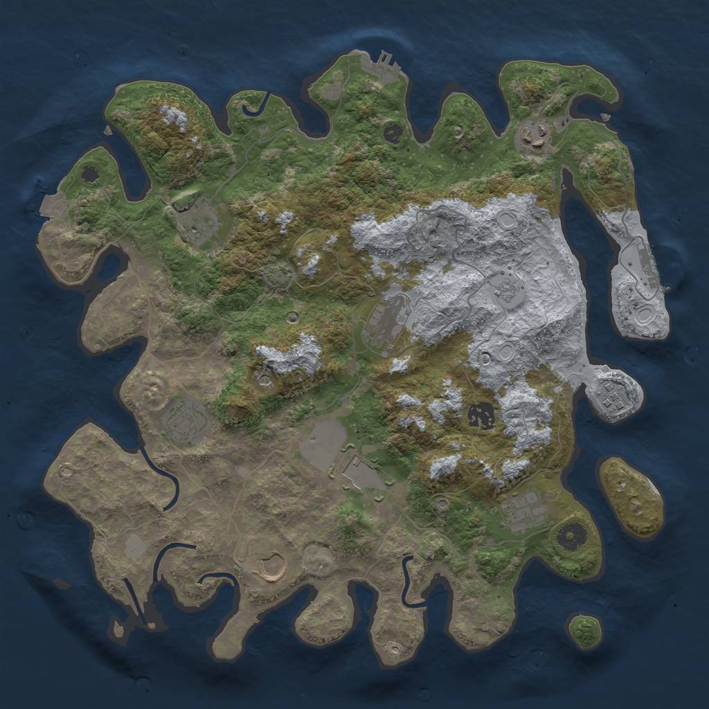 Rust Map: Procedural Map, Size: 3750, Seed: 3594264, 17 Monuments