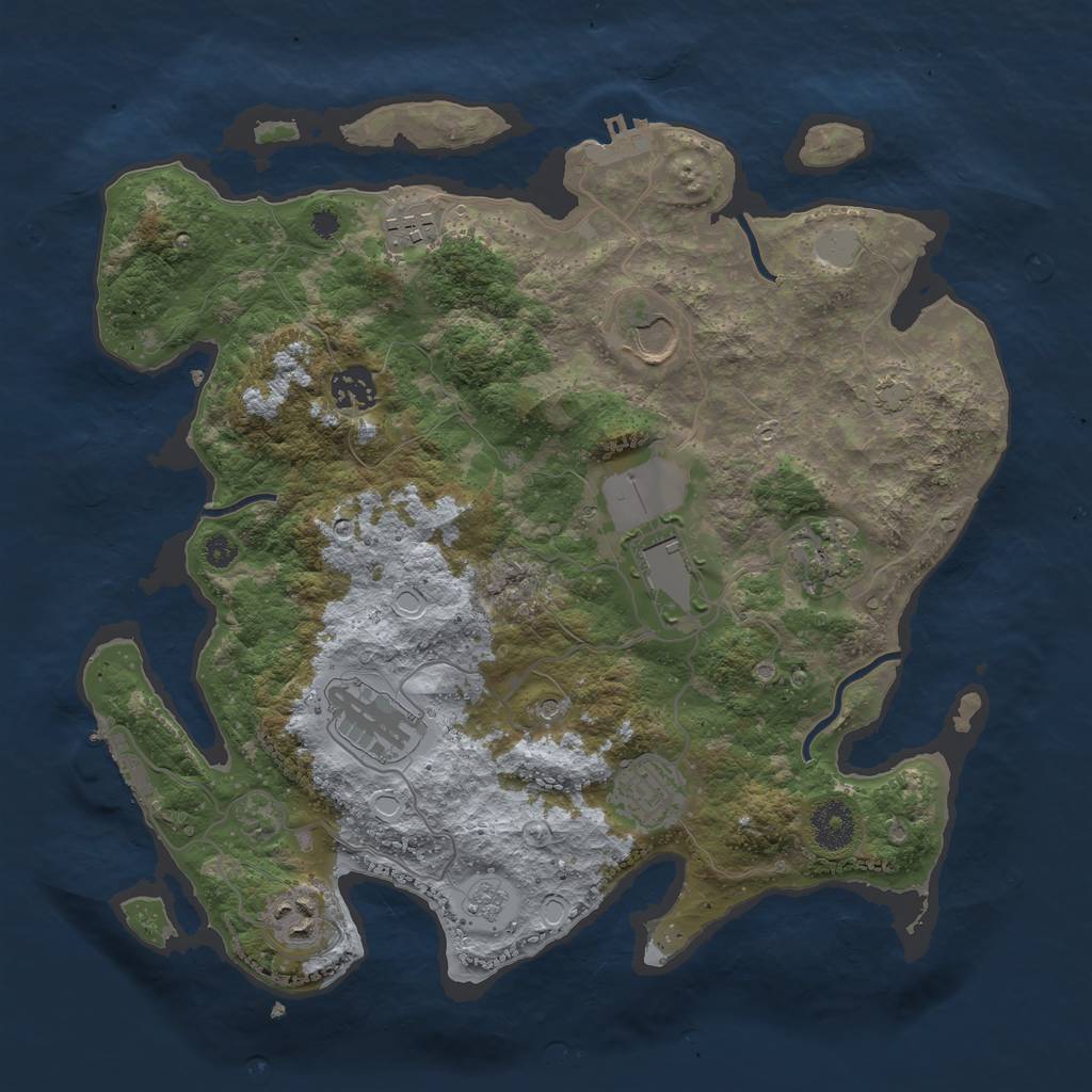 Rust Map: Procedural Map, Size: 3500, Seed: 263908096, 16 Monuments