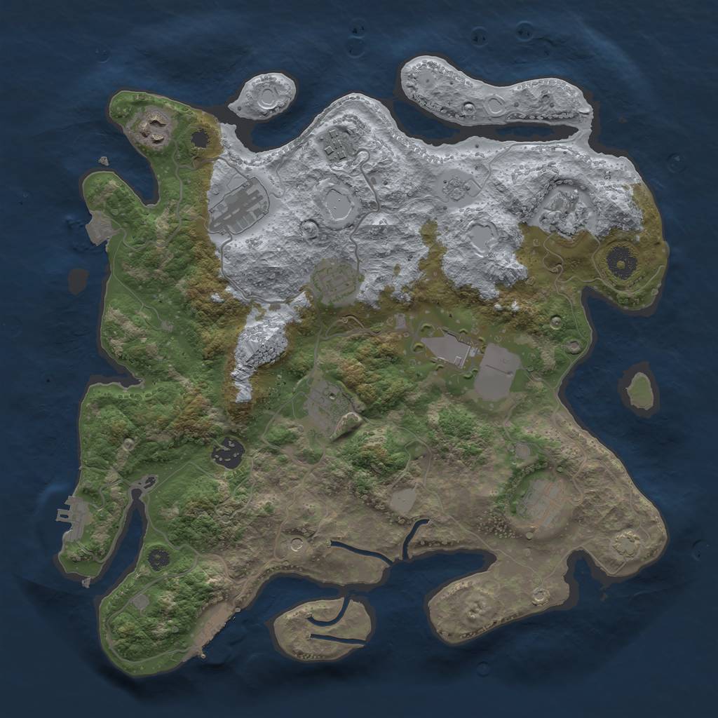 Rust Map: Procedural Map, Size: 3500, Seed: 1743512806, 17 Monuments