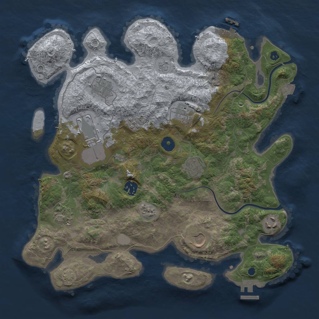 Rust Map: Procedural Map, Size: 3500, Seed: 655335807, 14 Monuments