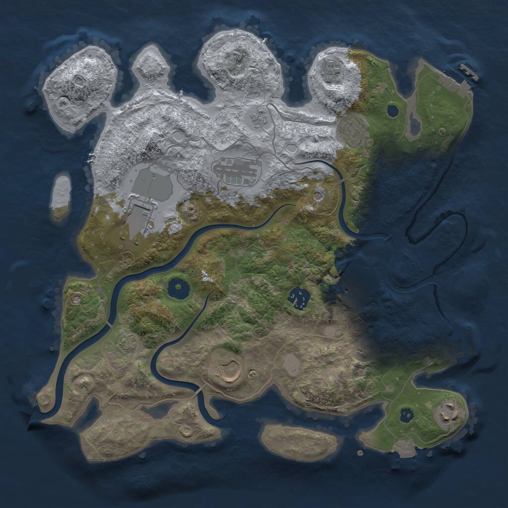 Rust Map: Procedural Map, Size: 3500, Seed: 655335807, 14 Monuments