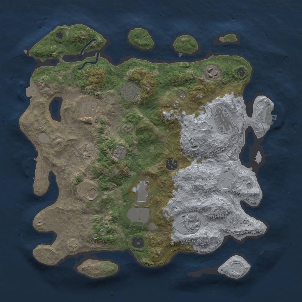 Rust Map: Procedural Map, Size: 3750, Seed: 814145985, 17 Monuments
