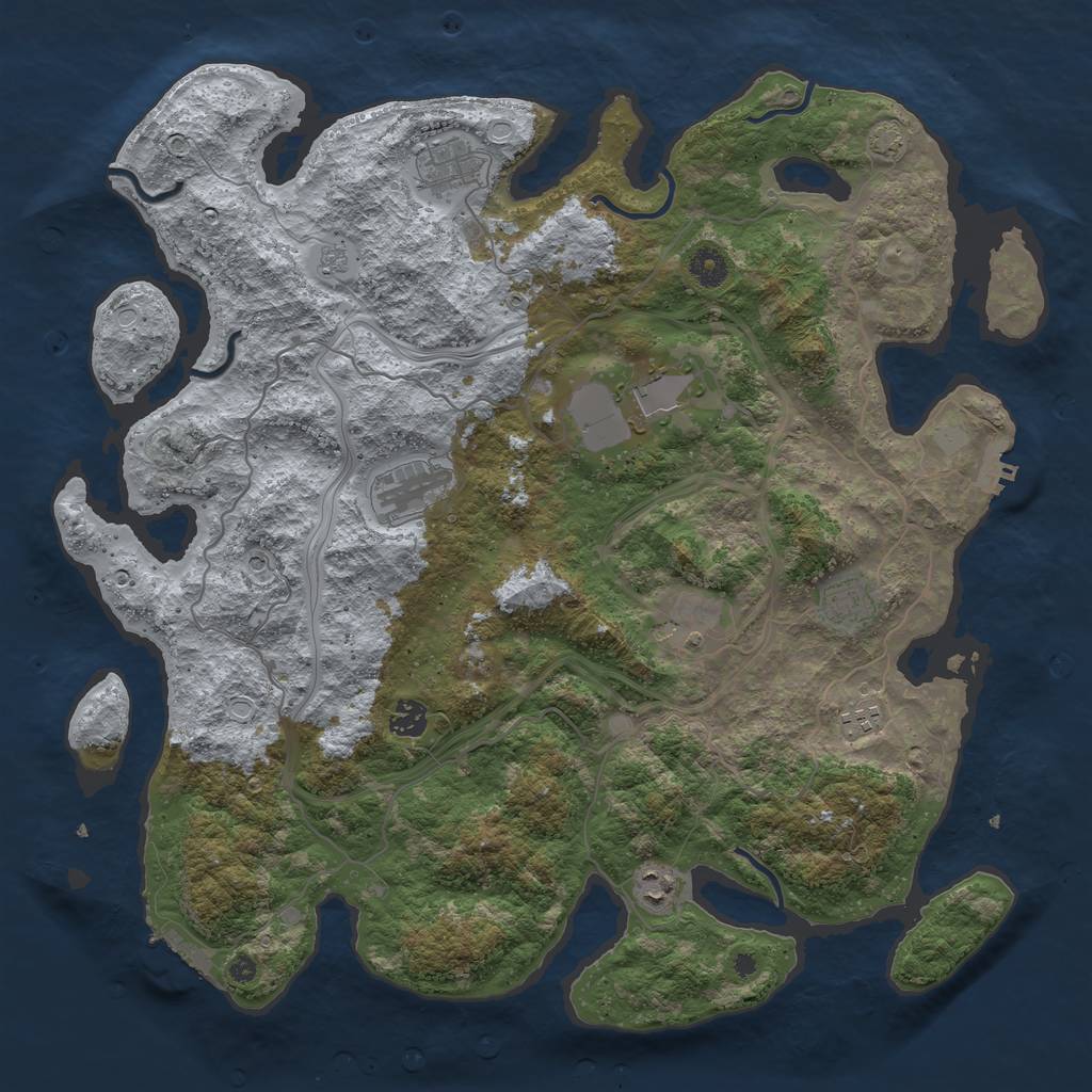 Rust Map: Procedural Map, Size: 4250, Seed: 391972516, 16 Monuments