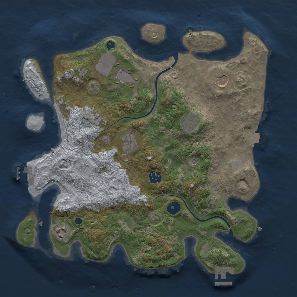 Rust Map: Procedural Map, Size: 3500, Seed: 872737316, 12 Monuments