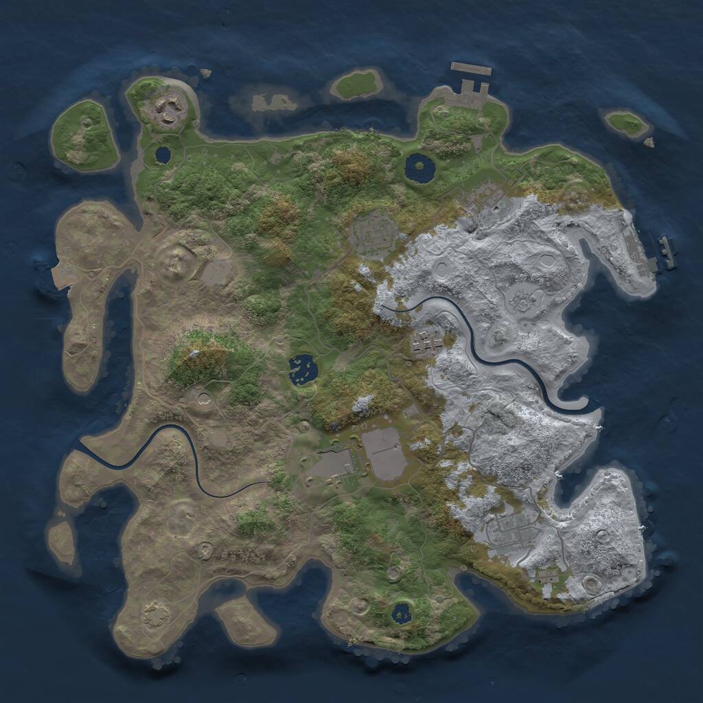 Rust Map: Procedural Map, Size: 3500, Seed: 1341526970, 13 Monuments