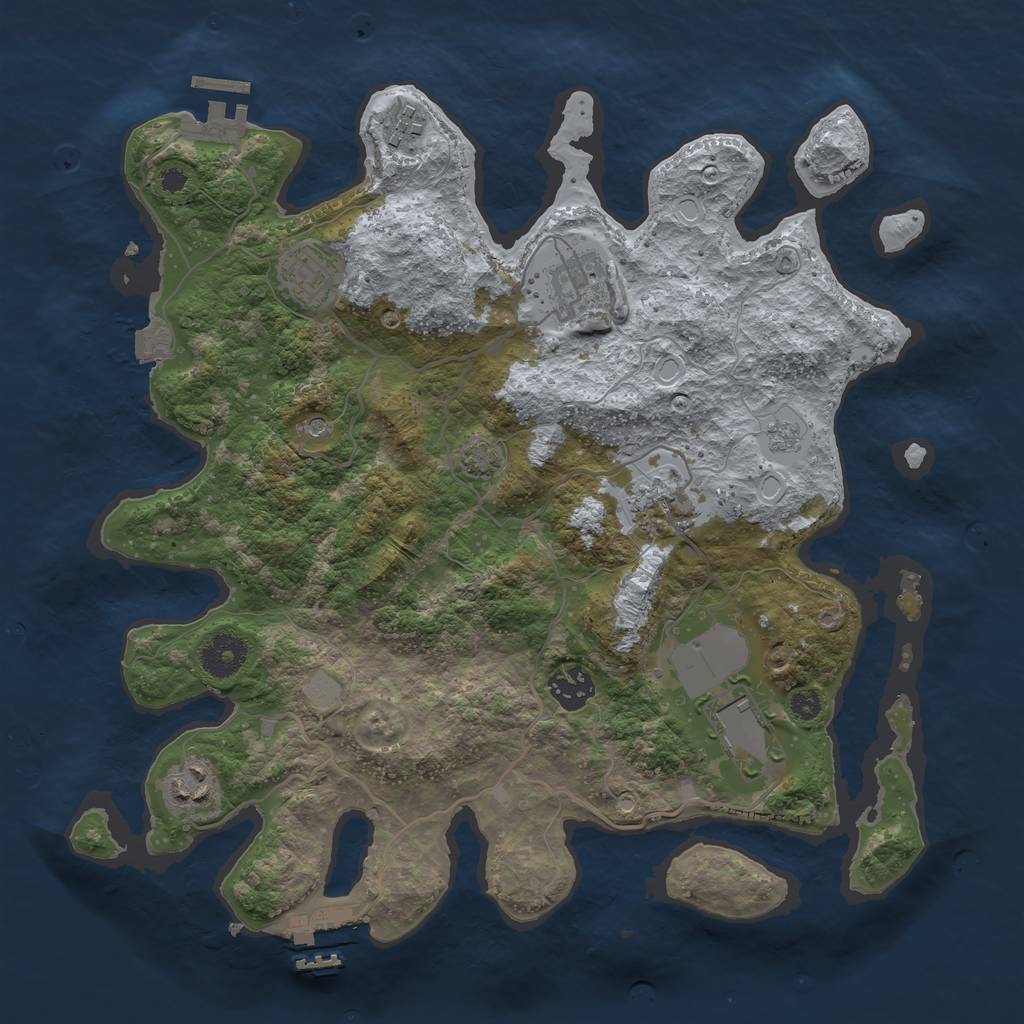 Rust Map: Procedural Map, Size: 3500, Seed: 1003934487, 15 Monuments