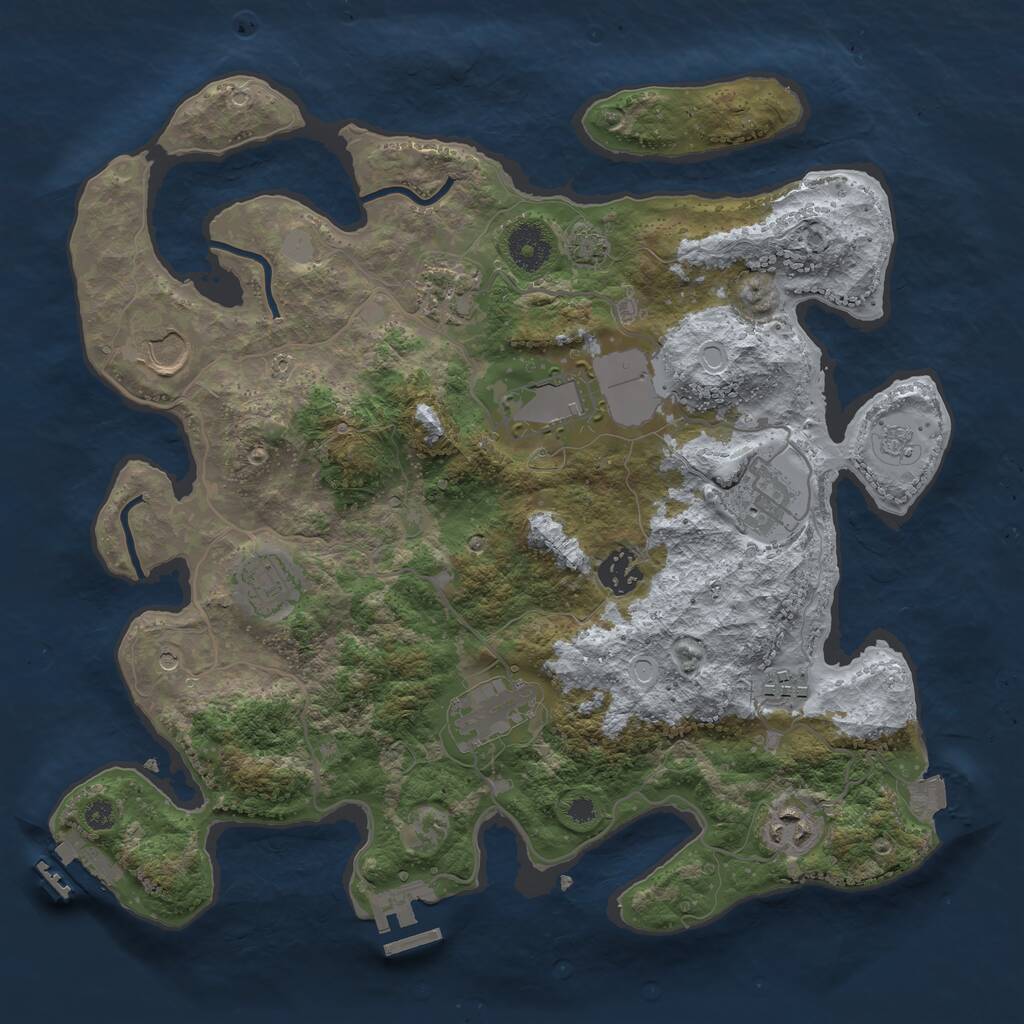 Rust Map: Procedural Map, Size: 3500, Seed: 914673956, 15 Monuments