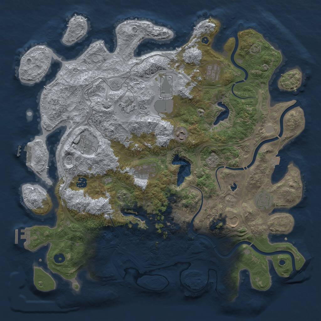 Rust Map: Procedural Map, Size: 4500, Seed: 1341626778, 16 Monuments