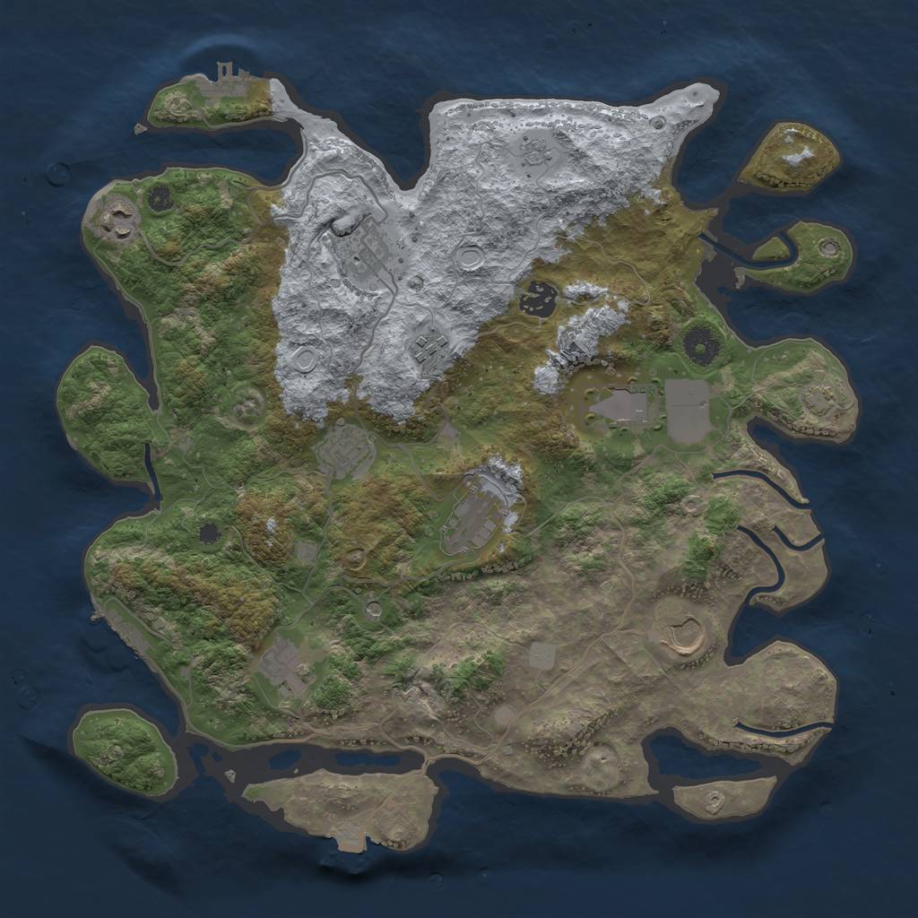 Rust Map: Procedural Map, Size: 3750, Seed: 125761410, 17 Monuments
