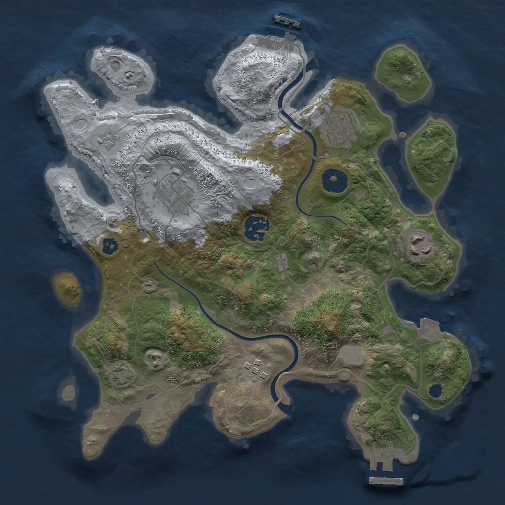 Rust Map: Procedural Map, Size: 3000, Seed: 327555229, 10 Monuments