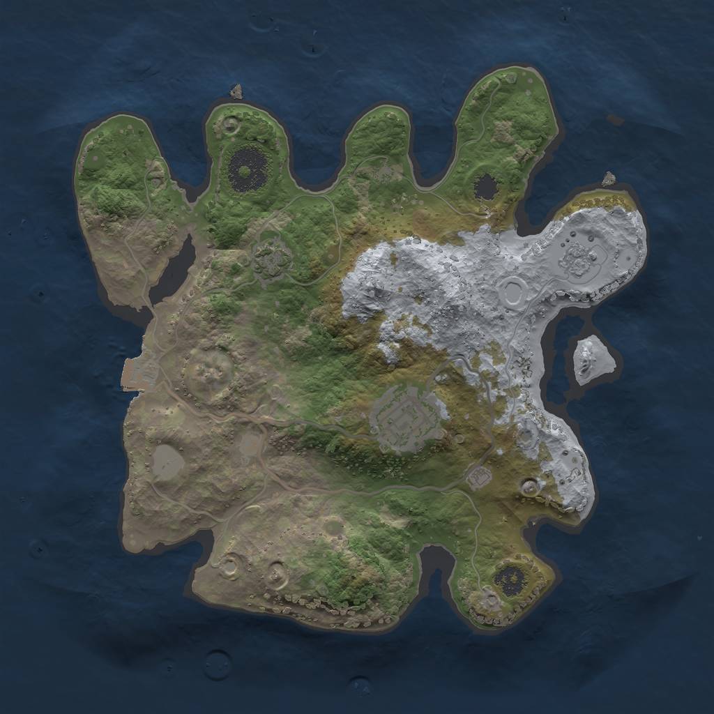 Rust Map: Procedural Map, Size: 2500, Seed: 465726384, 6 Monuments