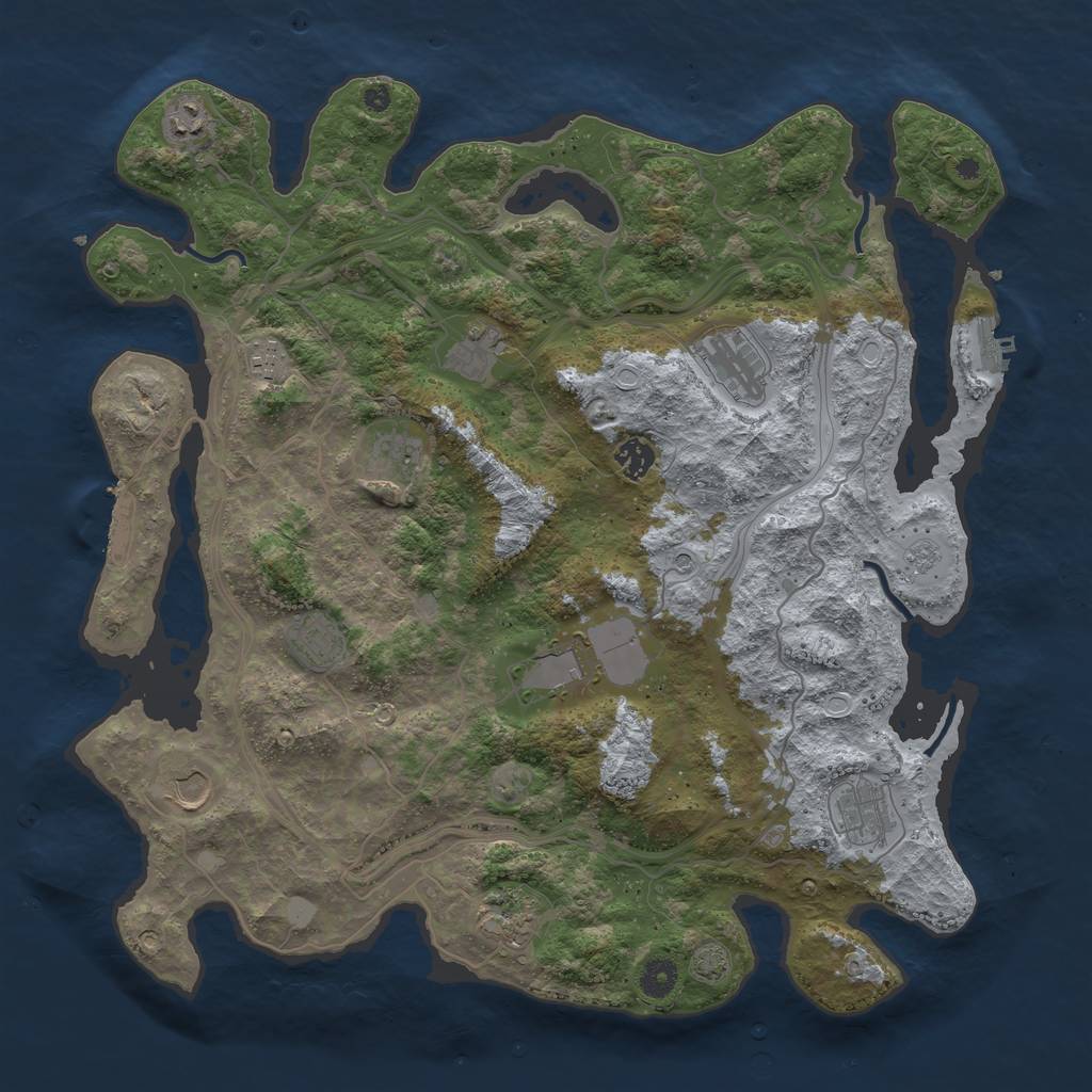 Rust Map: Procedural Map, Size: 4250, Seed: 843803708, 19 Monuments