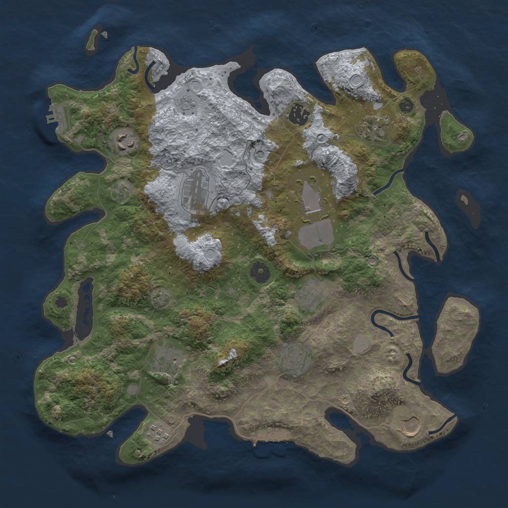 Rust Map: Procedural Map, Size: 3750, Seed: 77284403, 18 Monuments