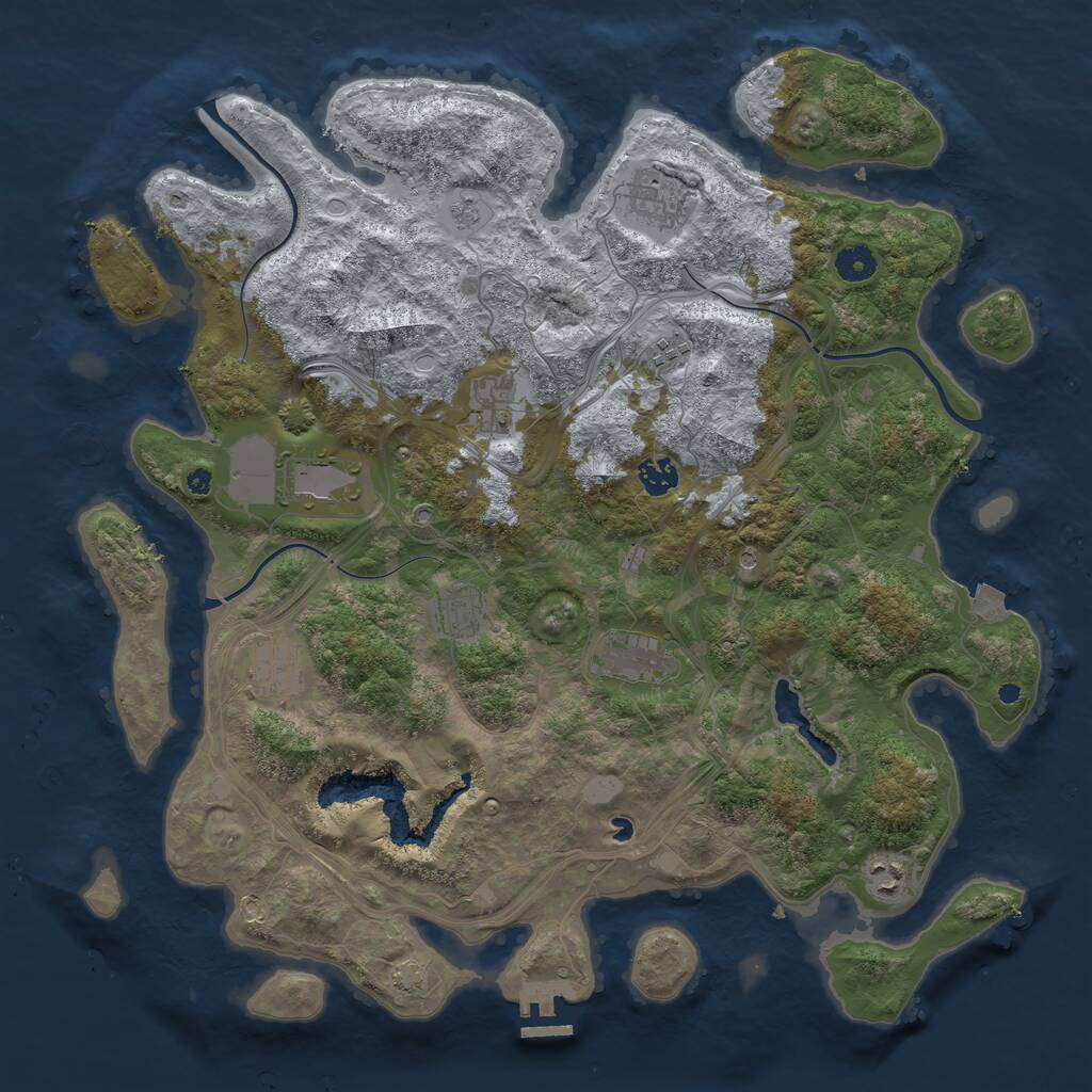 Rust Map: Procedural Map, Size: 4250, Seed: 998041, 14 Monuments