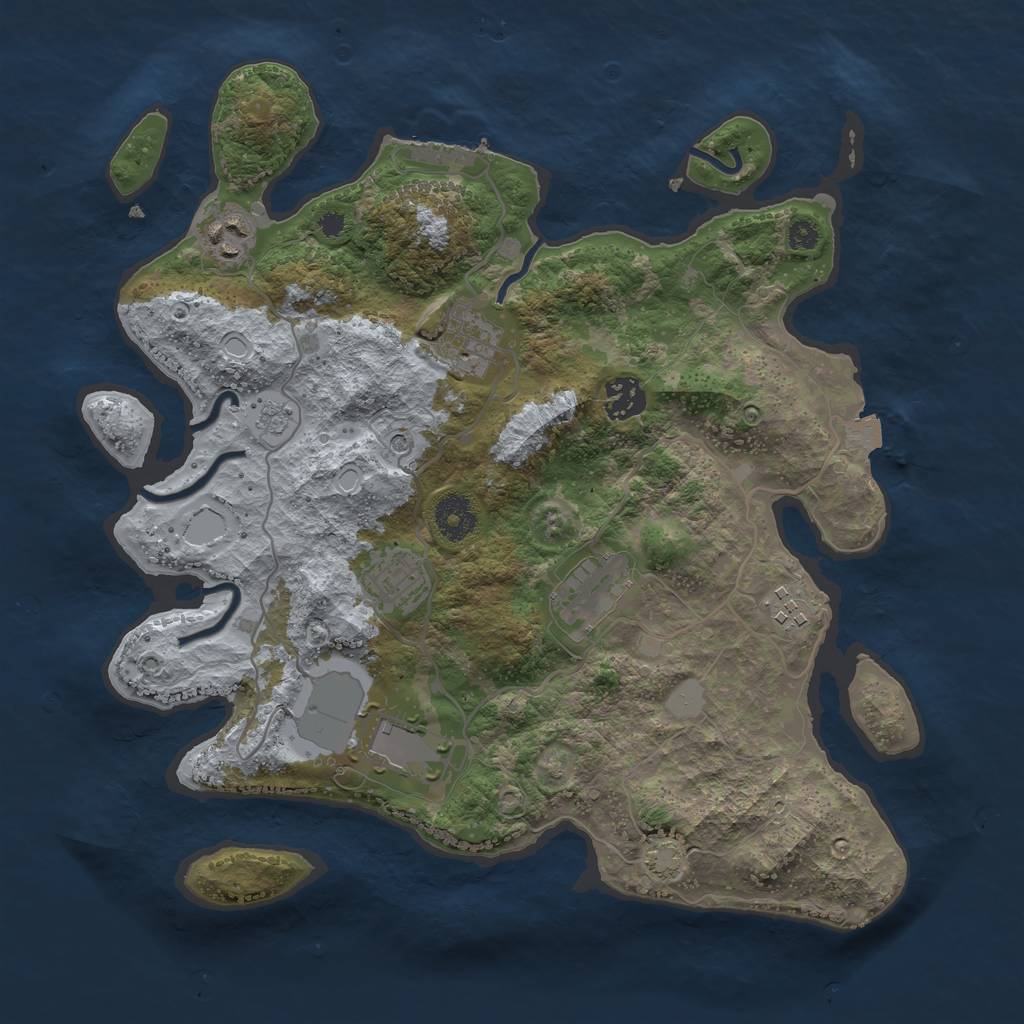 Rust Map: Procedural Map, Size: 3500, Seed: 440379510, 14 Monuments