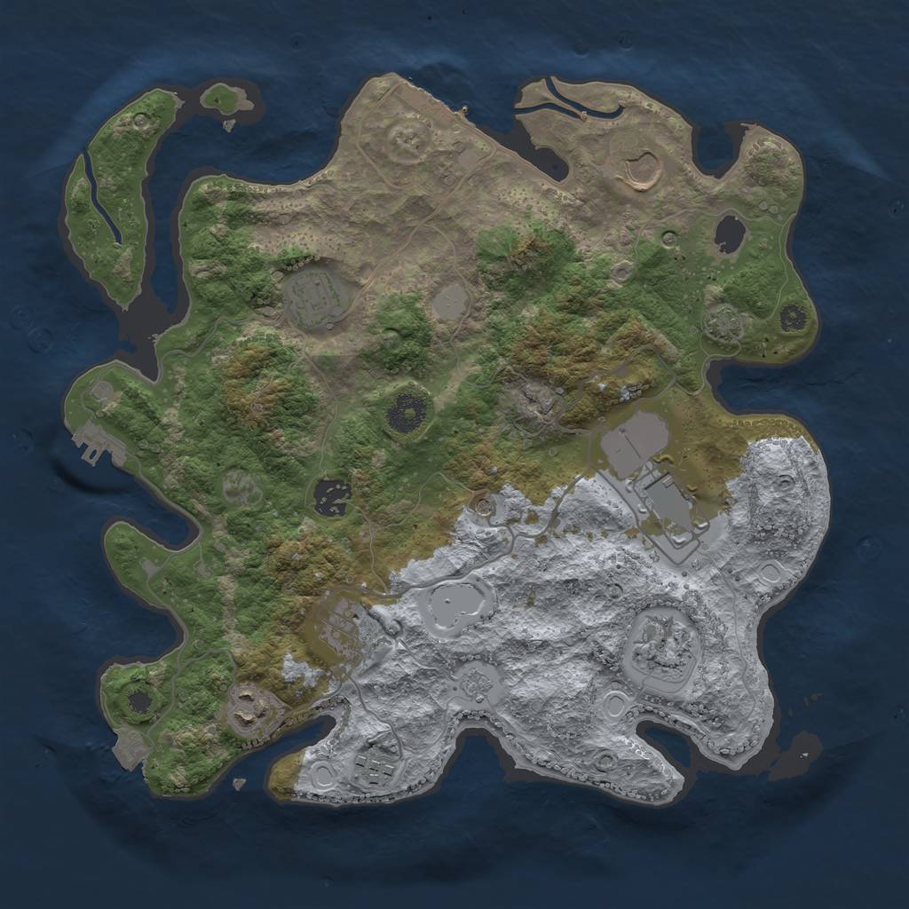 Rust Map: Procedural Map, Size: 3500, Seed: 748974, 16 Monuments
