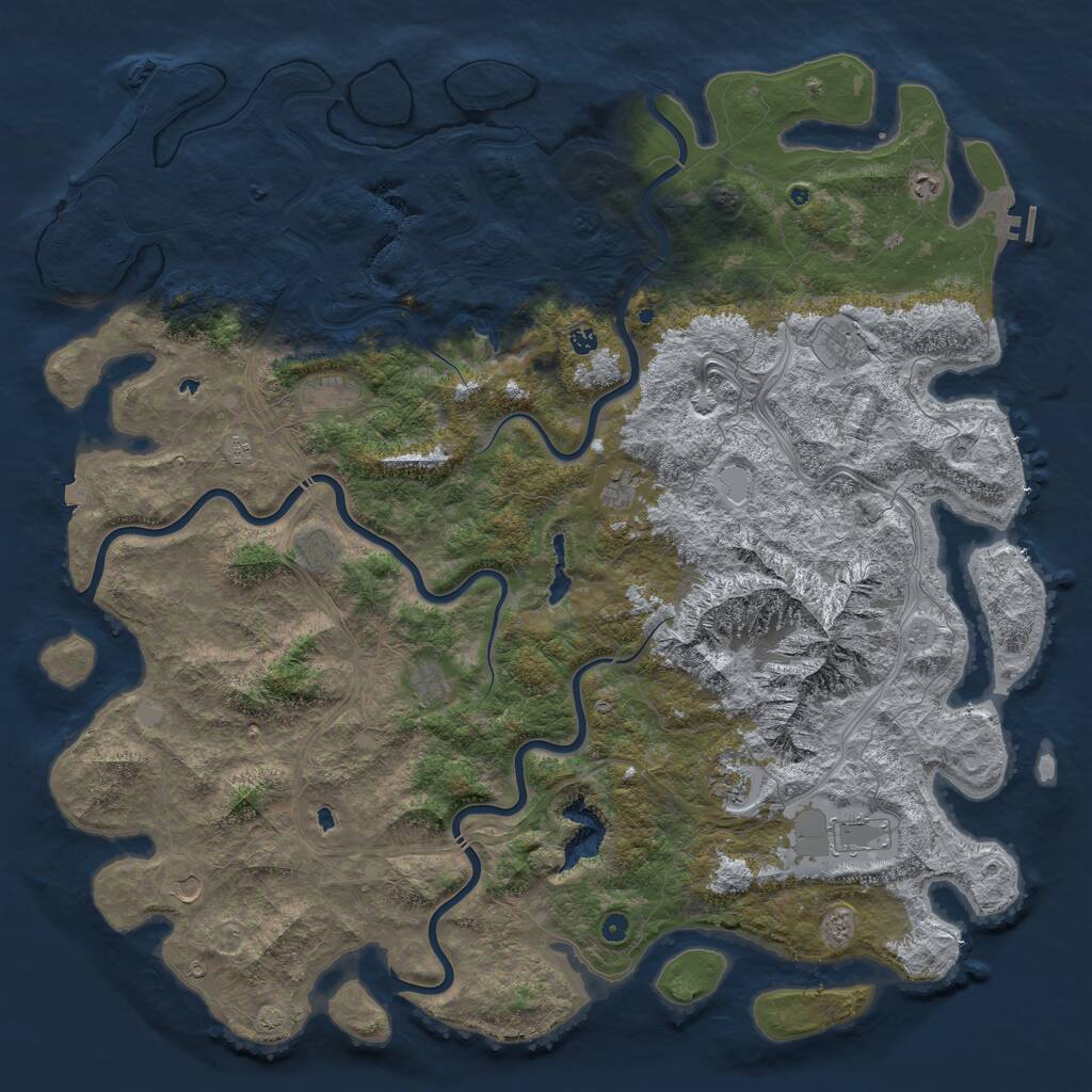 Rust Map: Procedural Map, Size: 6000, Seed: 12524, 17 Monuments