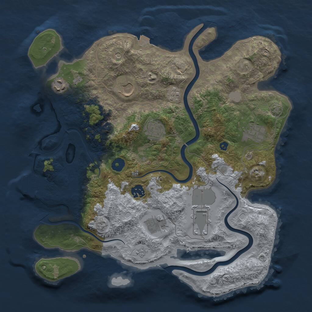 Rust Map: Procedural Map, Size: 3550, Seed: 49567612, 13 Monuments