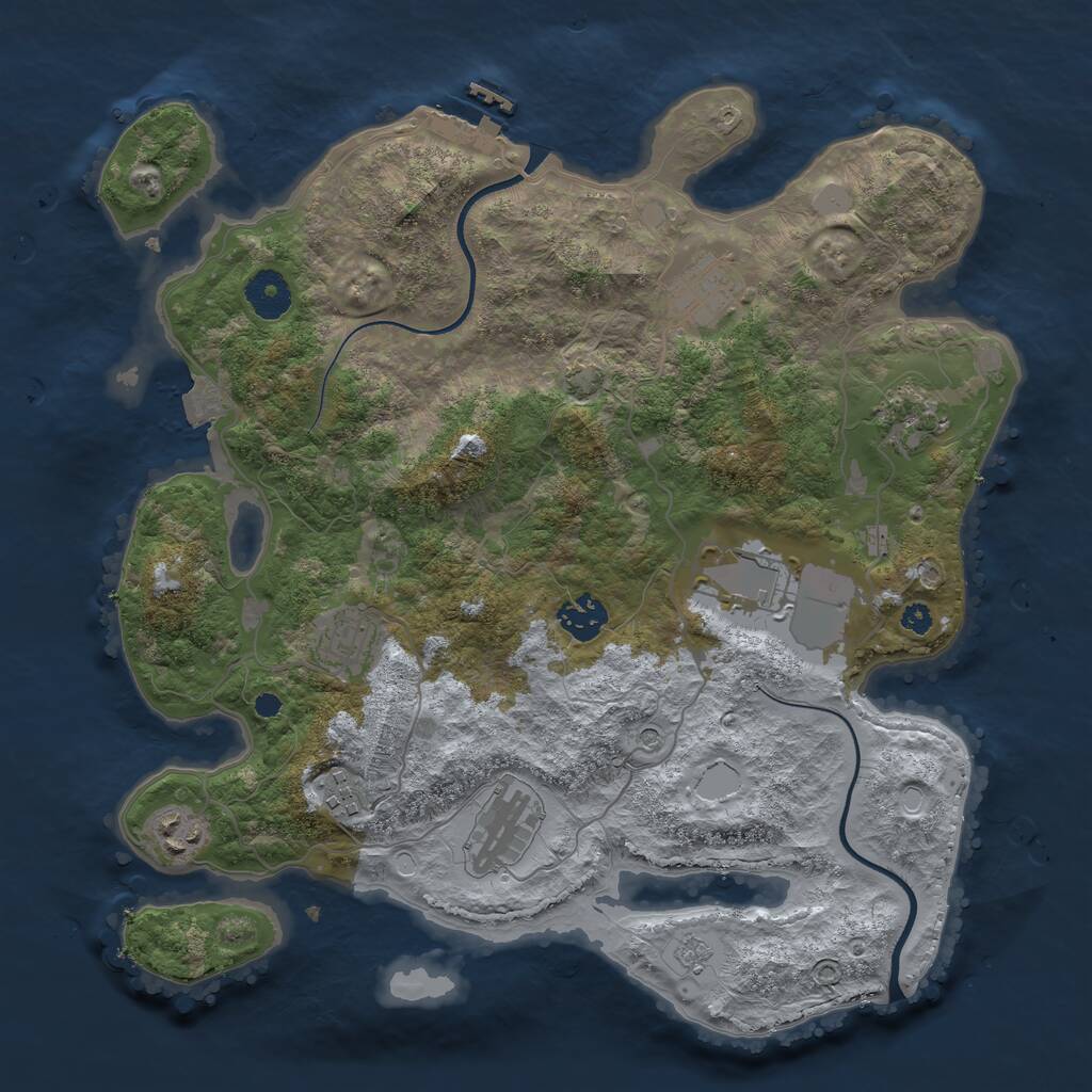 Rust Map: Procedural Map, Size: 3550, Seed: 49567612, 13 Monuments