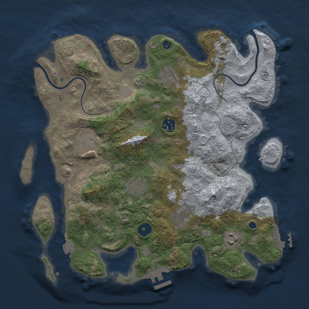 Rust Map: Procedural Map, Size: 3500, Seed: 501605979, 12 Monuments