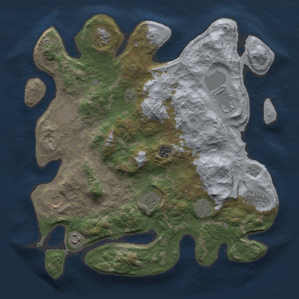 Rust Map: Barren, Size: 3800, Seed: 36938829, 14 Monuments