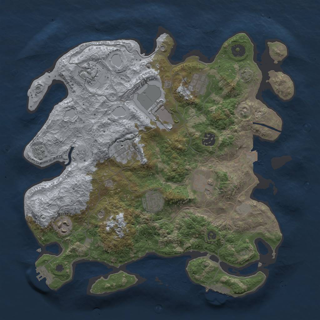 Rust Map: Procedural Map, Size: 3500, Seed: 1231605538, 17 Monuments