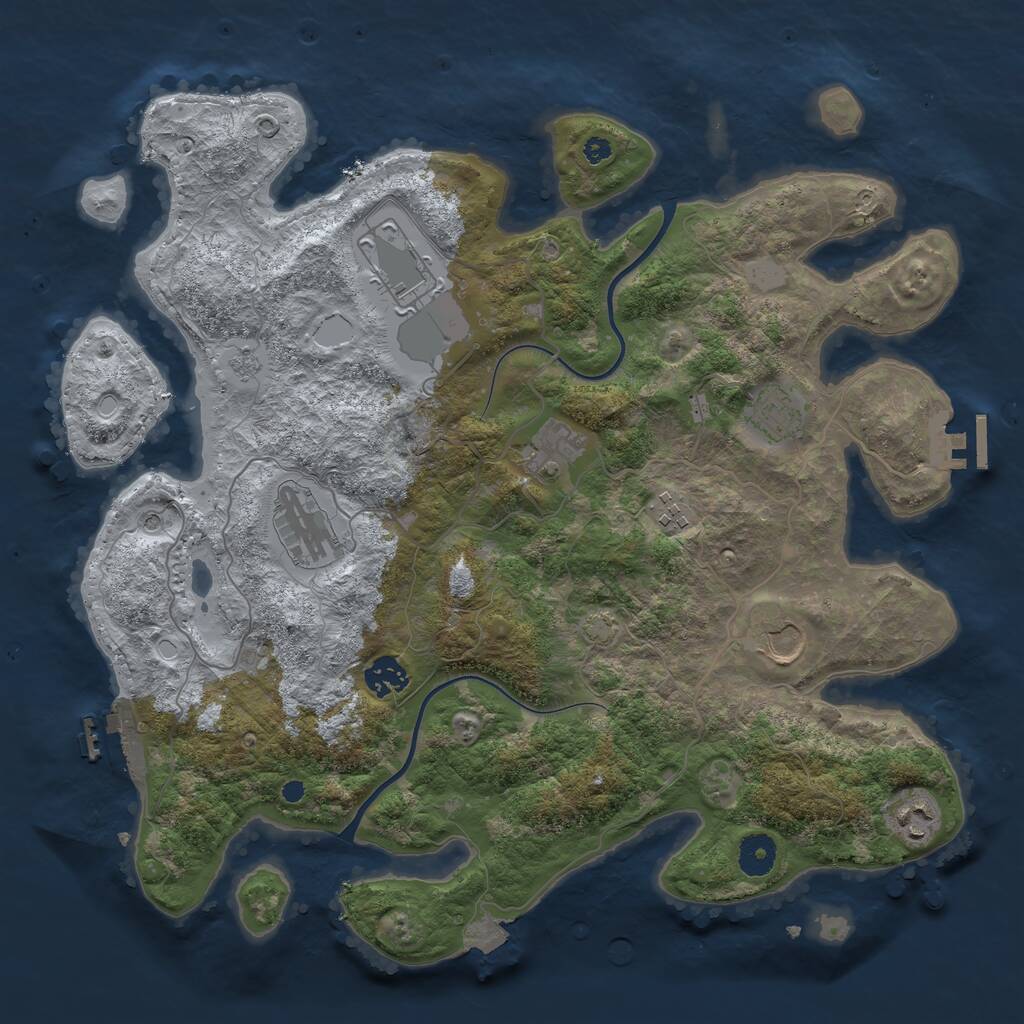 Rust Map: Procedural Map, Size: 3800, Seed: 291971075, 14 Monuments