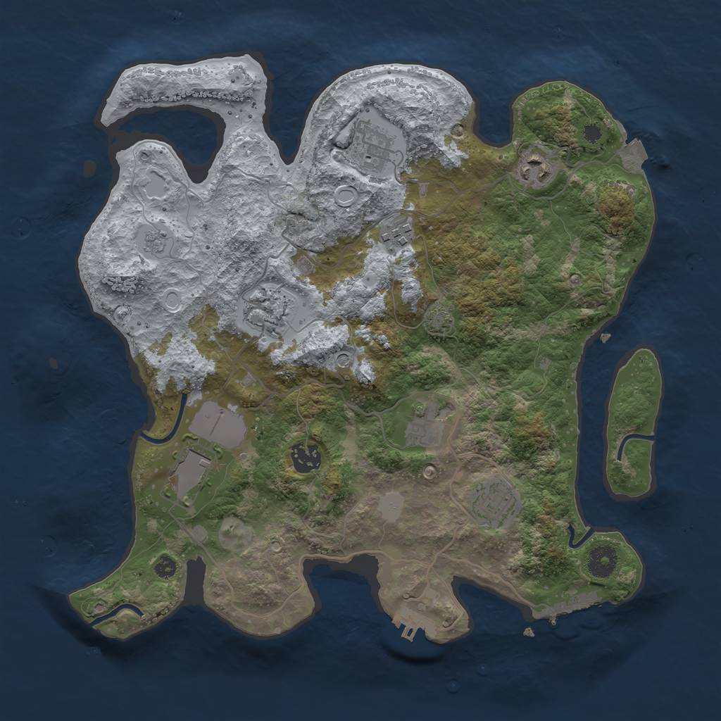 Rust Map: Procedural Map, Size: 3500, Seed: 825476558, 16 Monuments