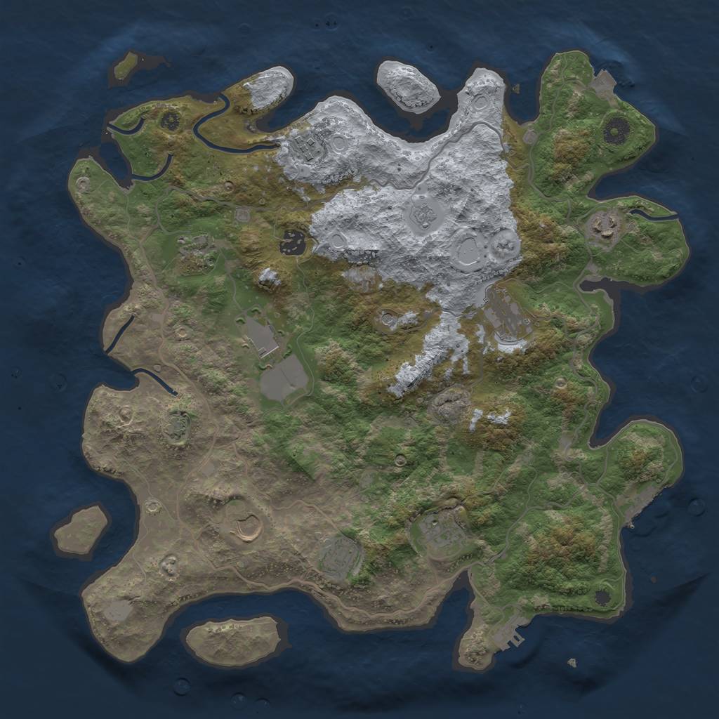 Rust Map: Procedural Map, Size: 4000, Seed: 990237, 17 Monuments