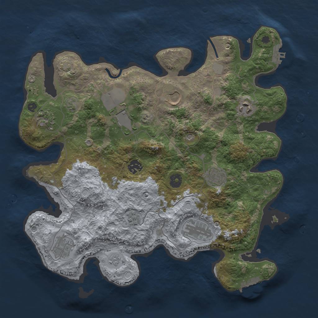 Rust Map: Procedural Map, Size: 3500, Seed: 1939636530, 17 Monuments