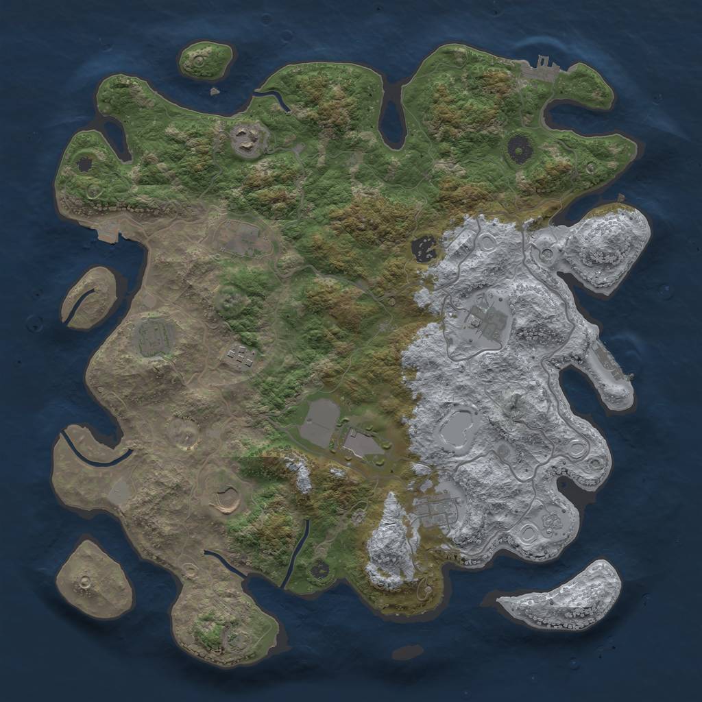 Rust Map: Procedural Map, Size: 4000, Seed: 63667241, 17 Monuments