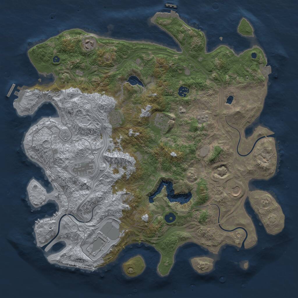 Rust Map: Procedural Map, Size: 4250, Seed: 625419939, 14 Monuments