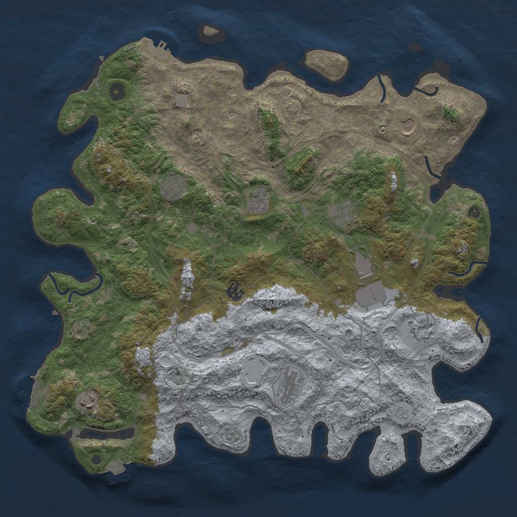 Rust Map: Procedural Map, Size: 4500, Seed: 1013519757, 18 Monuments