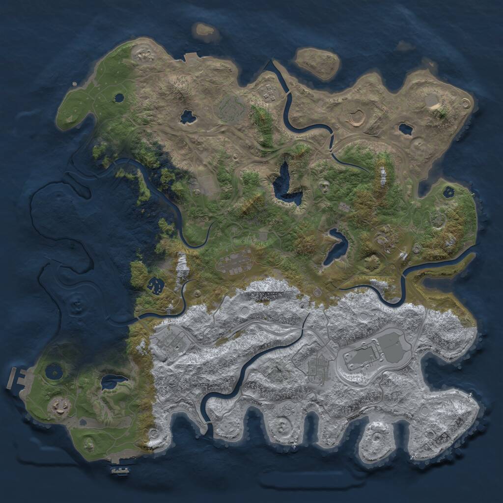 Rust Map: Procedural Map, Size: 4500, Seed: 1013519757, 17 Monuments