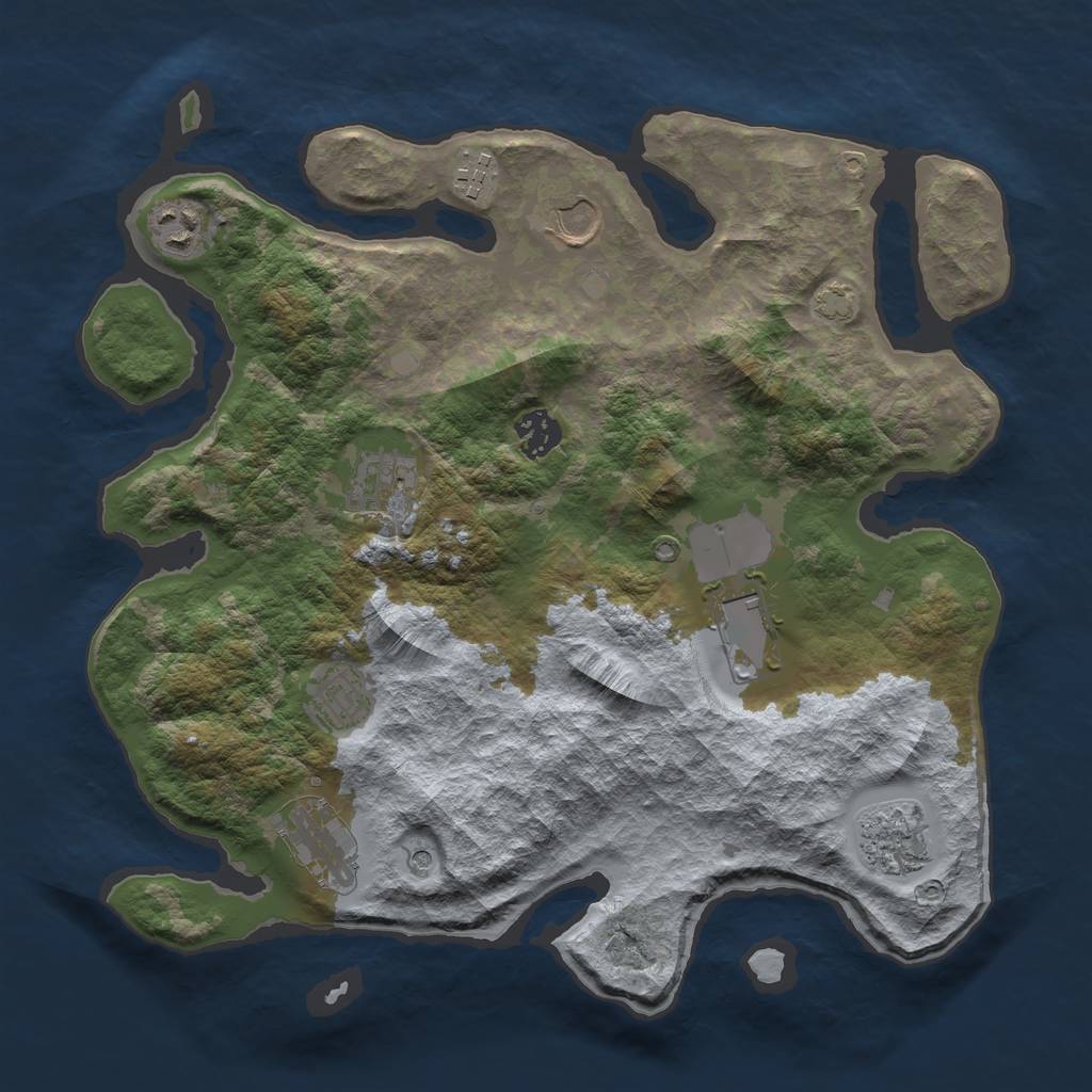 Rust Map: Barren, Size: 3500, Seed: 1750047315, 13 Monuments