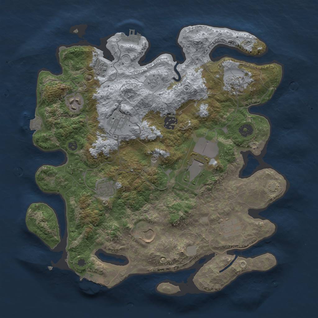 Rust Map: Procedural Map, Size: 3500, Seed: 99052785, 17 Monuments