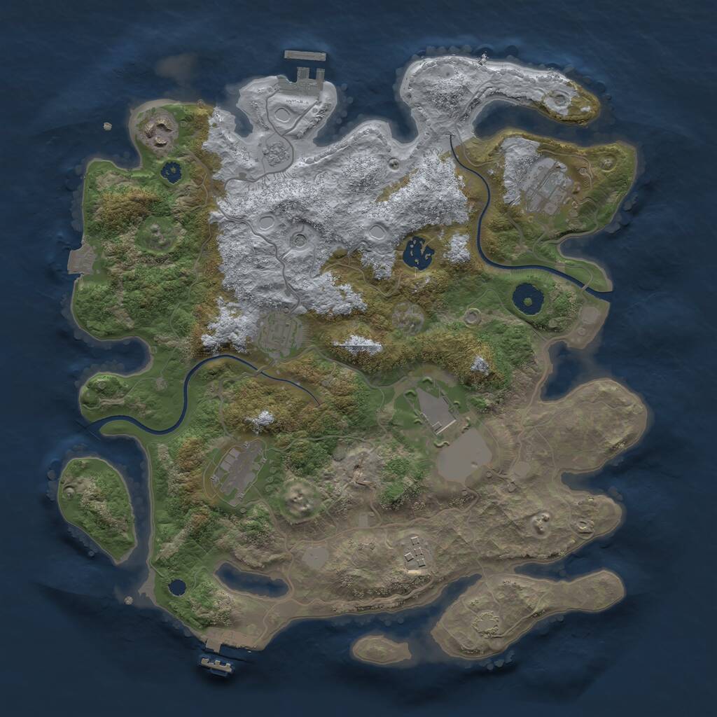 Rust Map: Procedural Map, Size: 3500, Seed: 99052785, 13 Monuments