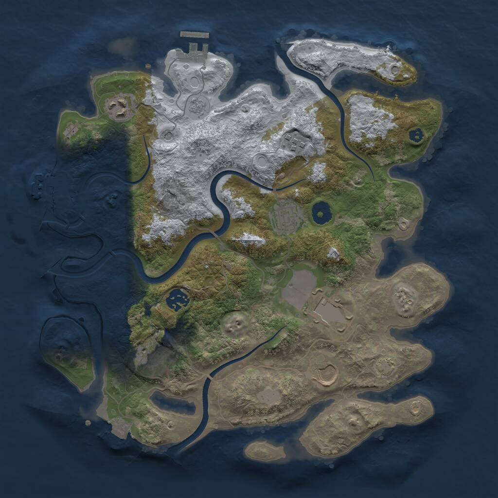 Rust Map: Procedural Map, Size: 3500, Seed: 99052785, 13 Monuments