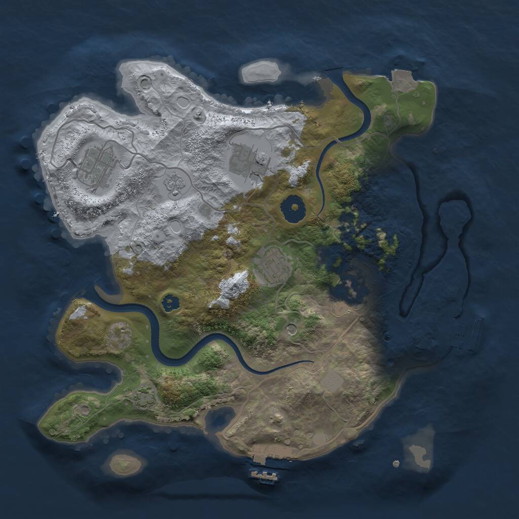 Rust Map: Procedural Map, Size: 3000, Seed: 872298709, 10 Monuments