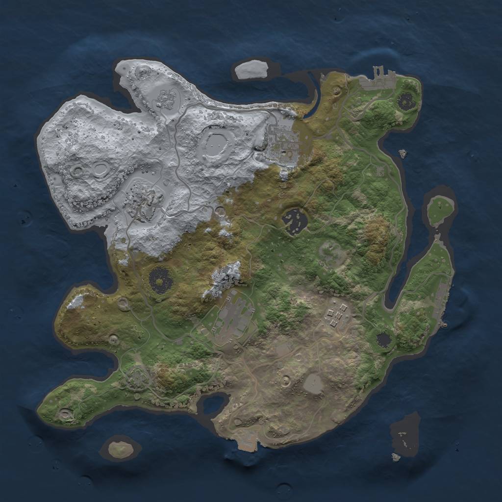 Rust Map: Procedural Map, Size: 3000, Seed: 872298709, 13 Monuments