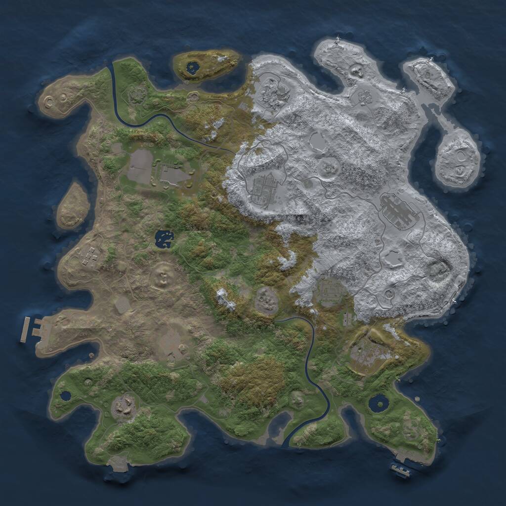 Rust Map: Procedural Map, Size: 3950, Seed: 1788526507, 16 Monuments