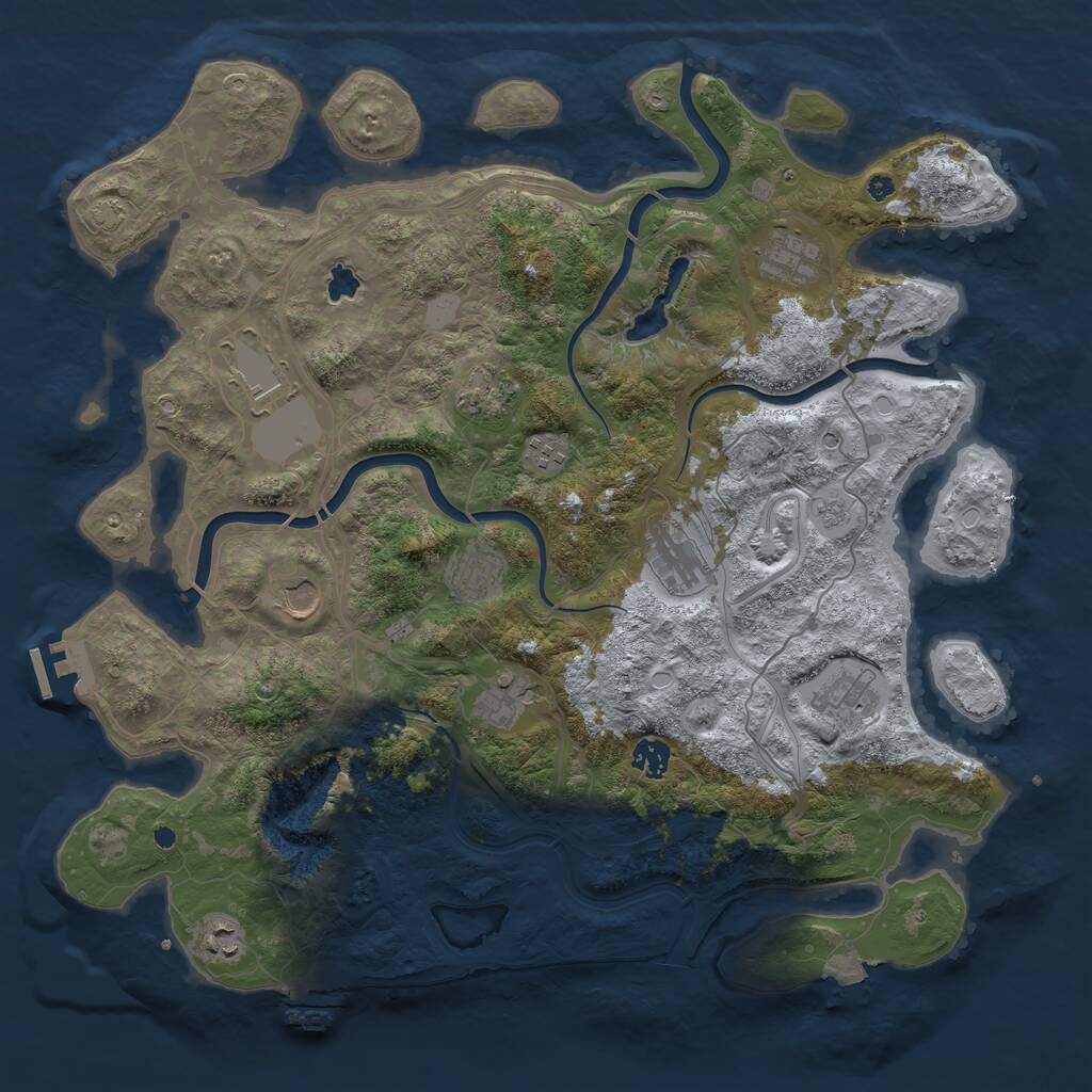 Rust Map: Procedural Map, Size: 4250, Seed: 9057078, 17 Monuments