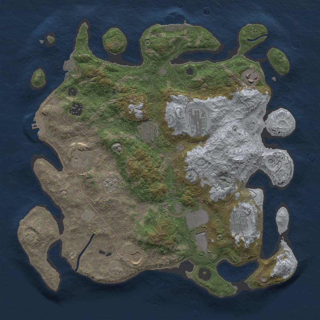 Rust Map: Procedural Map, Size: 3699, Seed: 224421, 17 Monuments