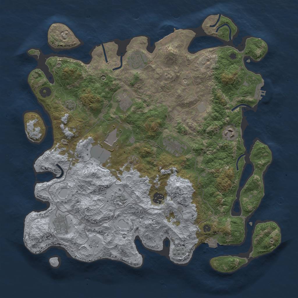 Rust Map: Procedural Map, Size: 4000, Seed: 1456543073, 17 Monuments