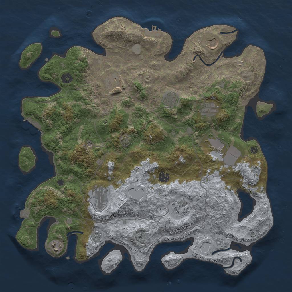 Rust Map: Procedural Map, Size: 4000, Seed: 573503460, 18 Monuments